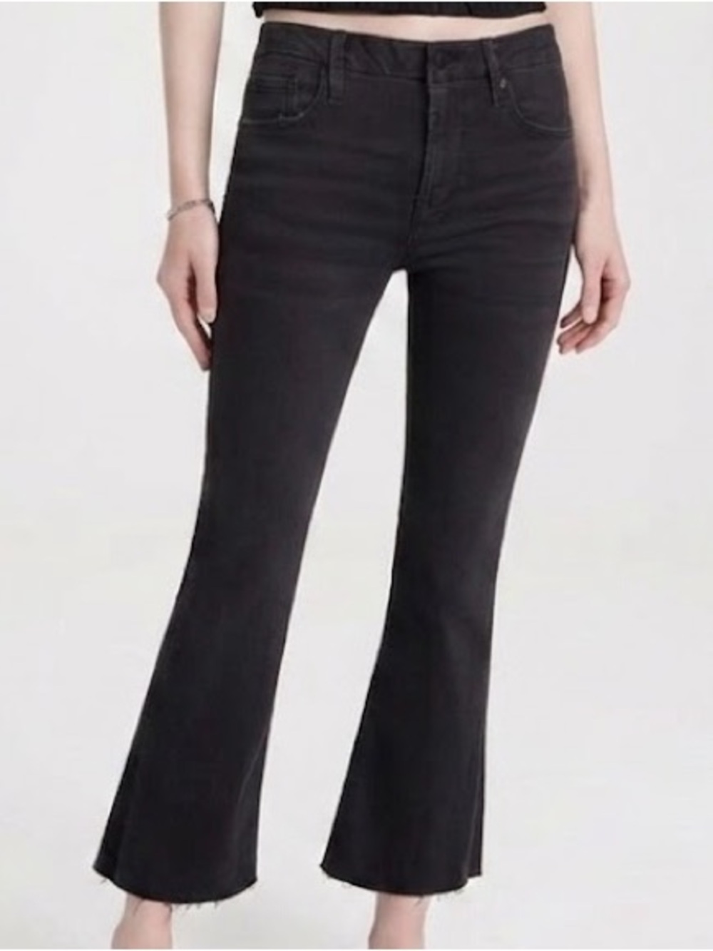 Frame Black Cropped Mini Boot Cut Jean 31